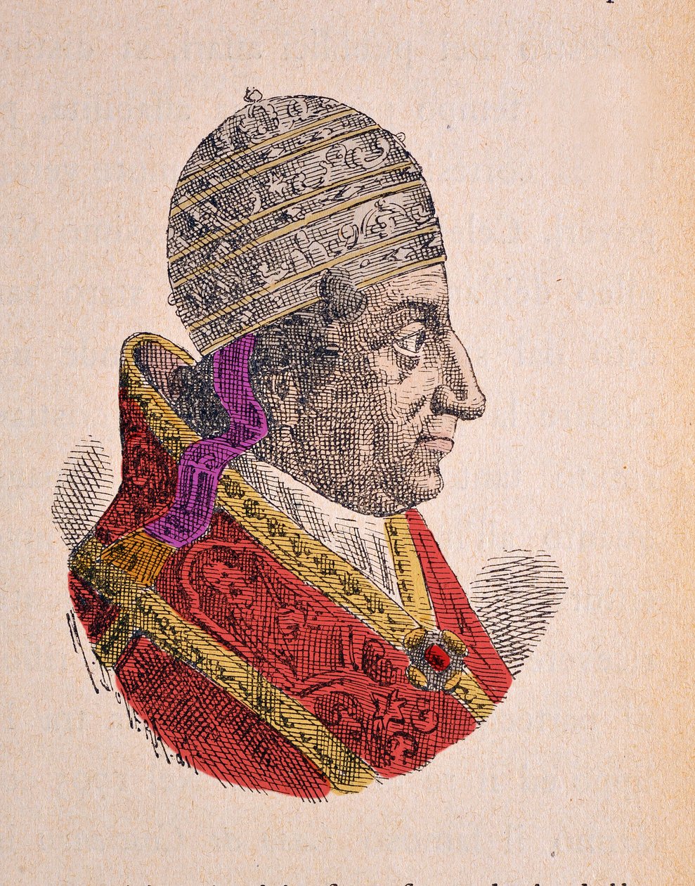 Portrét papeže Klementa XI. (Clemente nebo Clemens) (1700-1721), 1898 (rytina s pozdějším kolorováním) od Italian School