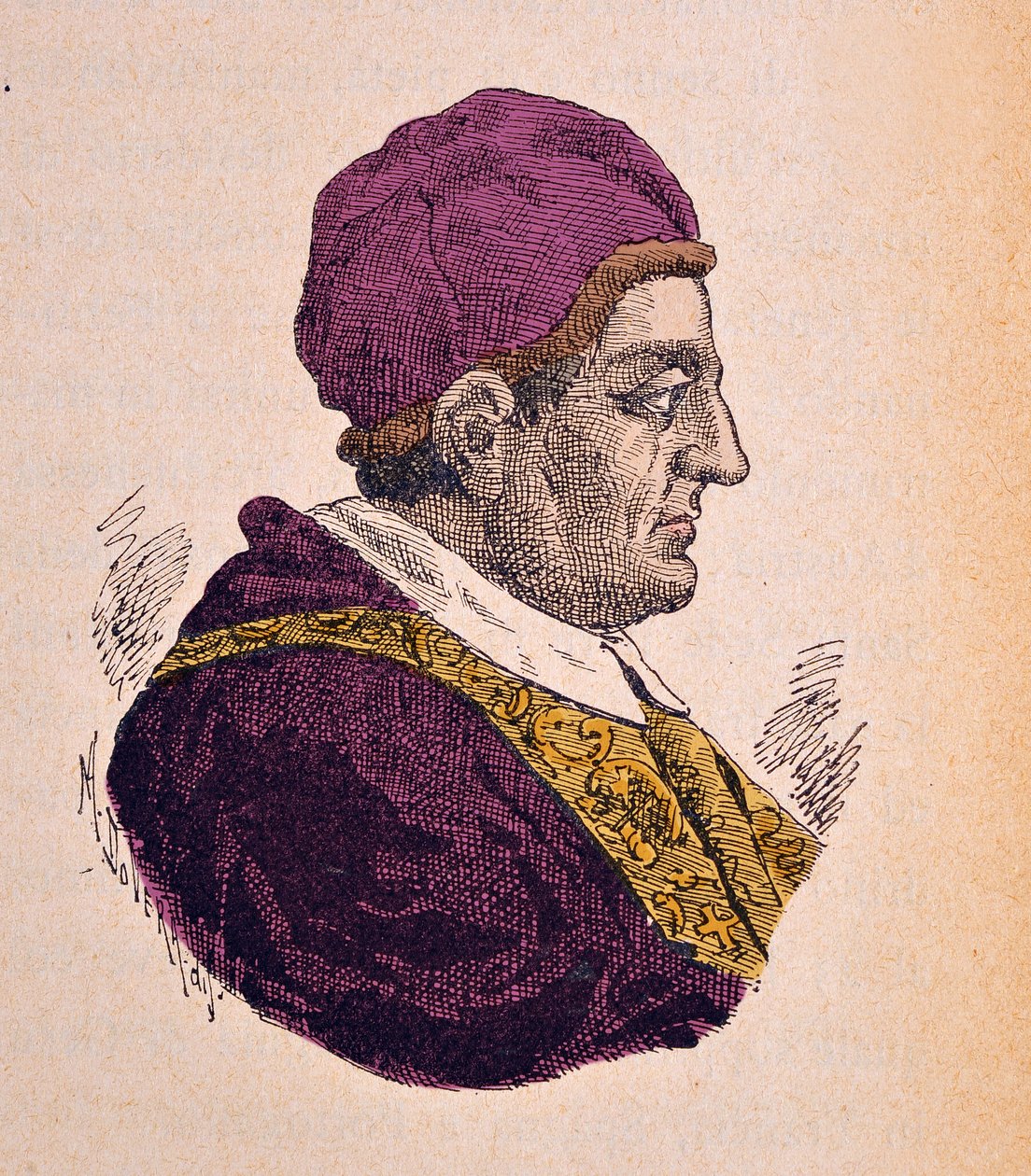 Portrét papeže Klementa XIV (Clemente nebo Clemens) (1769-1774), 1898 (rytina s pozdějším kolorováním) od Italian School