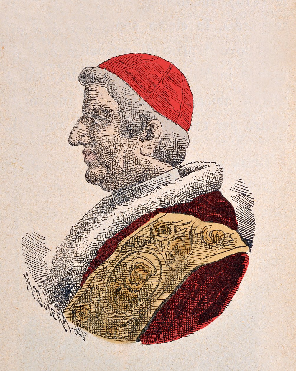 Portrét papeže Gregoire XVI (Gregorio, Gregorius nebo Gregory) (1831-1846), 1898 (rytina s pozdějším kolorováním) od Italian School