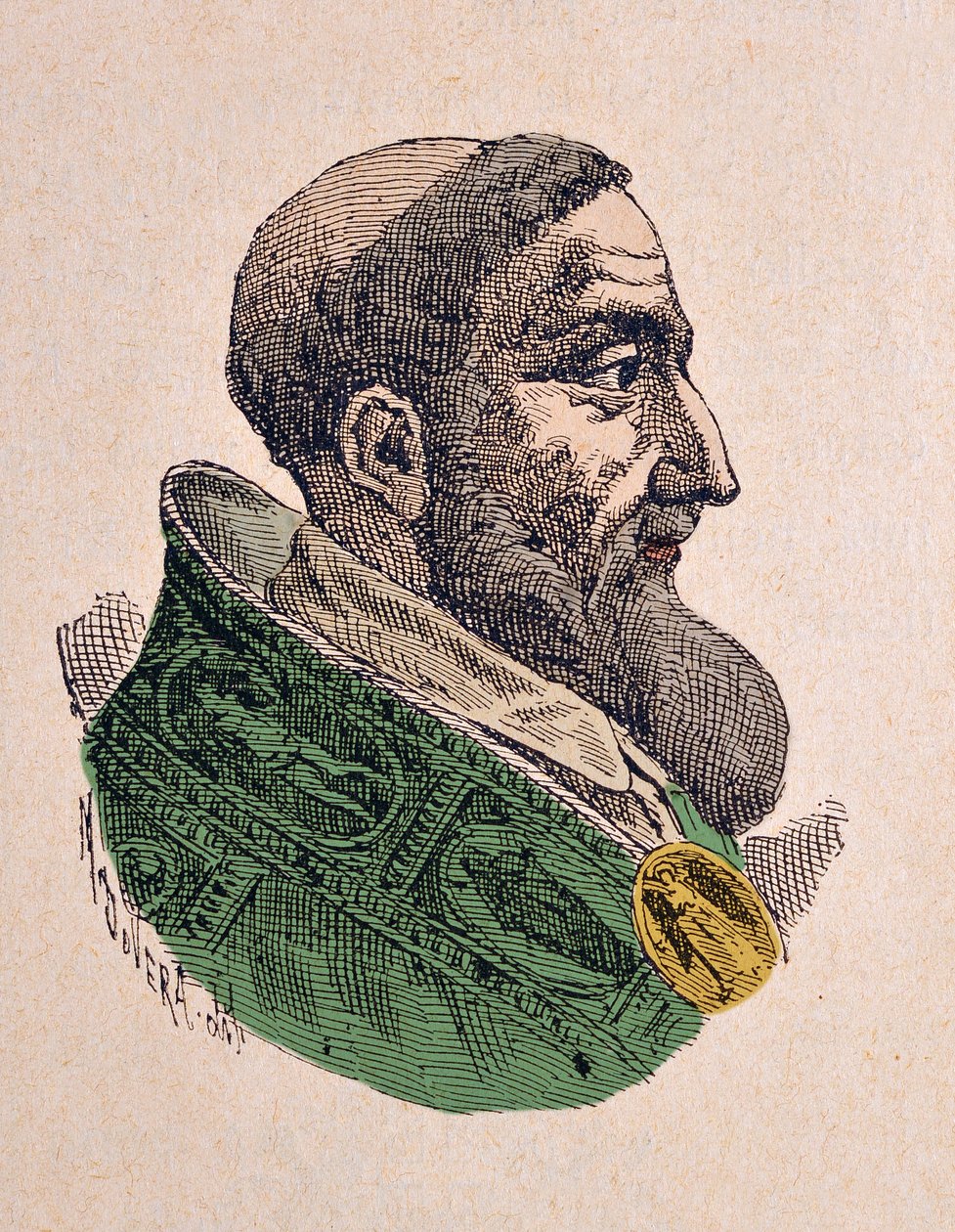 Portrét papeže Inocence IX (Innocenzo, Innocenius) (1591), 1898 (rytina s pozdějším kolorováním) od Italian School