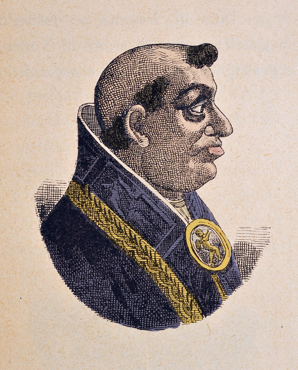Portrét papeže Leona X (Leo, Leone nebo Giovanni de Leorenzo de Medicis) (1513-1521), 1898 (rytina s pozdějším kolorováním) od Italian School