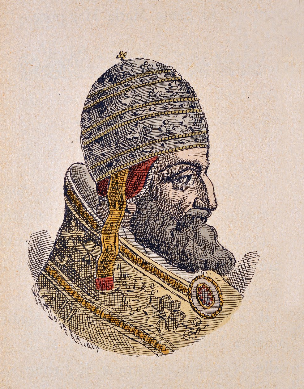 Portrét papeže Leona XI (Leo, Leone) (1605), 1898 (rytina s pozdějším kolorováním) od Italian School