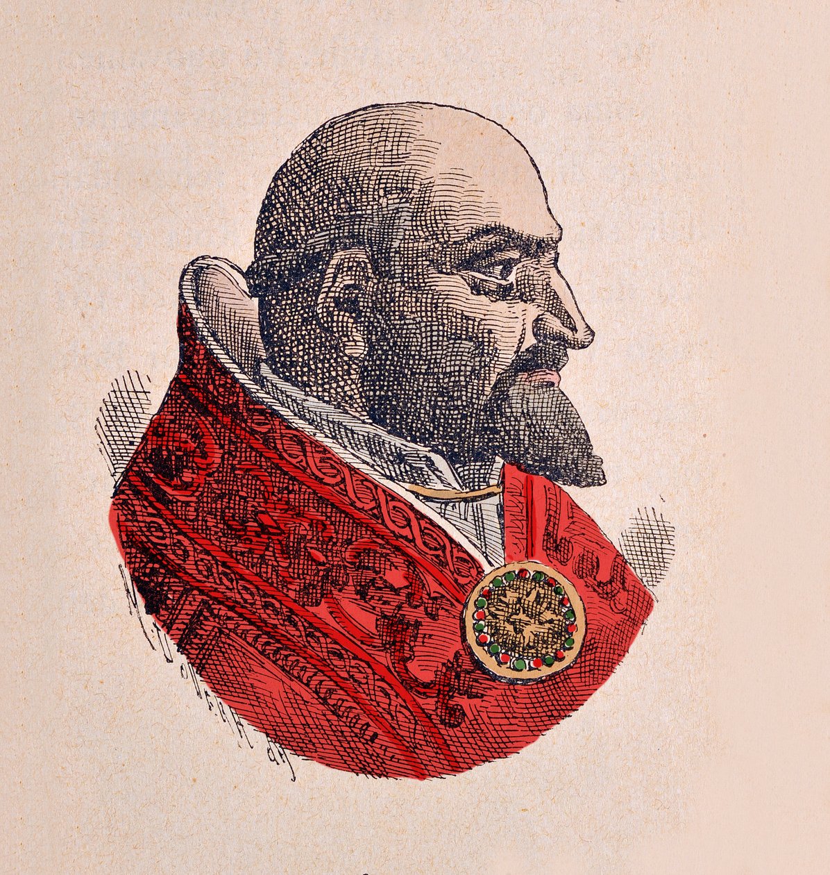 Portrét papeže Pavla V. (Paolo, Paulus nebo Camillo Borghese) (1605-1621), 1898 (rytina s pozdějším kolorováním) od Italian School