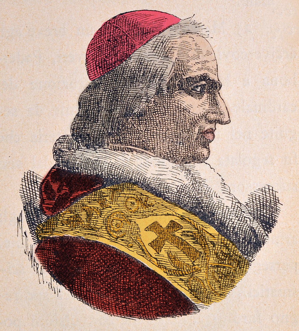 Portrét papeže Pie (Pius nebo Pio) VIII (1829-1830), 1898 (rytina s pozdějším kolorováním) od Italian School