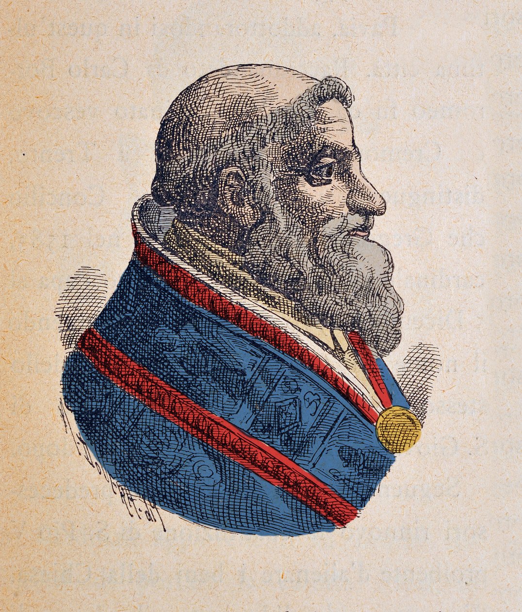 Portrét papeže Sixte V nebo kvinta (Sixtus, Sisto nebo Xystus) (1585-1590), 1898 (rytina s pozdějším kolorováním) od Italian School