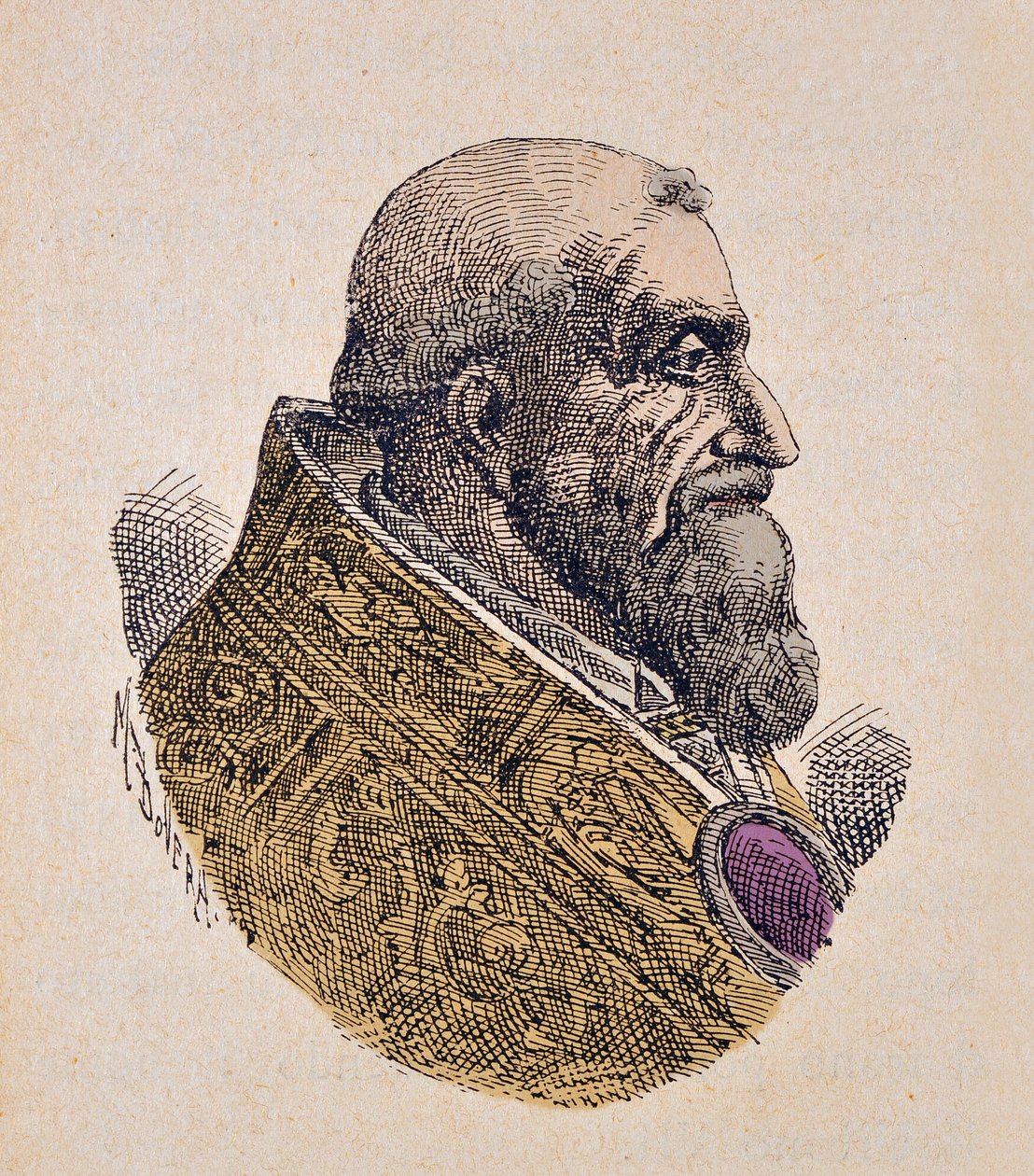 Portrét papeže Urbaina VII (Urban nebo Urbanus nebo Urbano) (1590), 1898 (rytina s pozdějším kolorováním) od Italian School