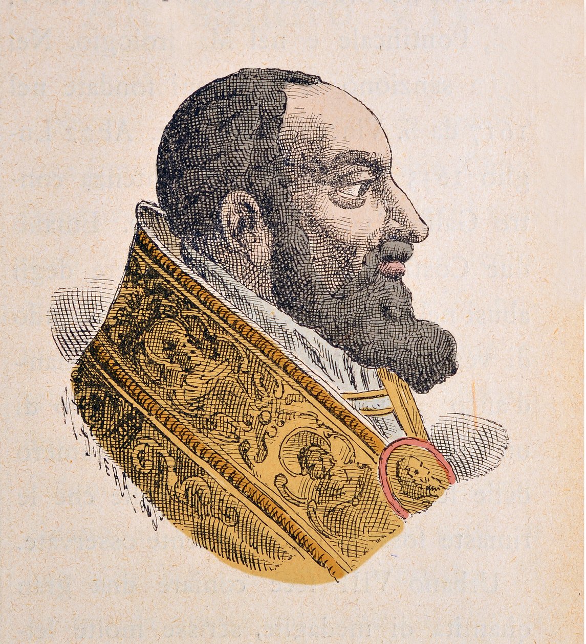 Portrét papeže Urbaina VIII (Urban nebo Urbanus nebo Urbano) (1623-1644), 1898 (rytina s pozdějším kolorováním) od Italian School