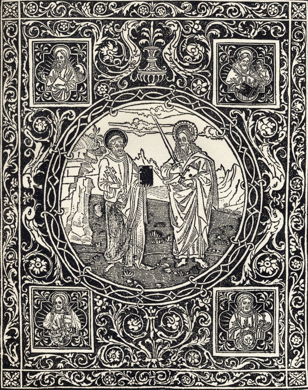 SS. Petra a Pavla a čtyř evangelistů, z „Katalogu sbírky rytin, leptů a dřevořezů“, od Richarda Fishera, vydaný v roce 1879 od Italian School