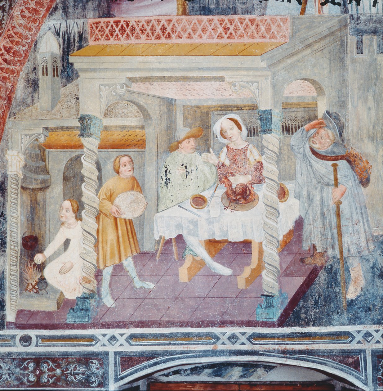 St. James Vstupování do domu během jídla, z příběhu svatého Jakuba od Italian School
