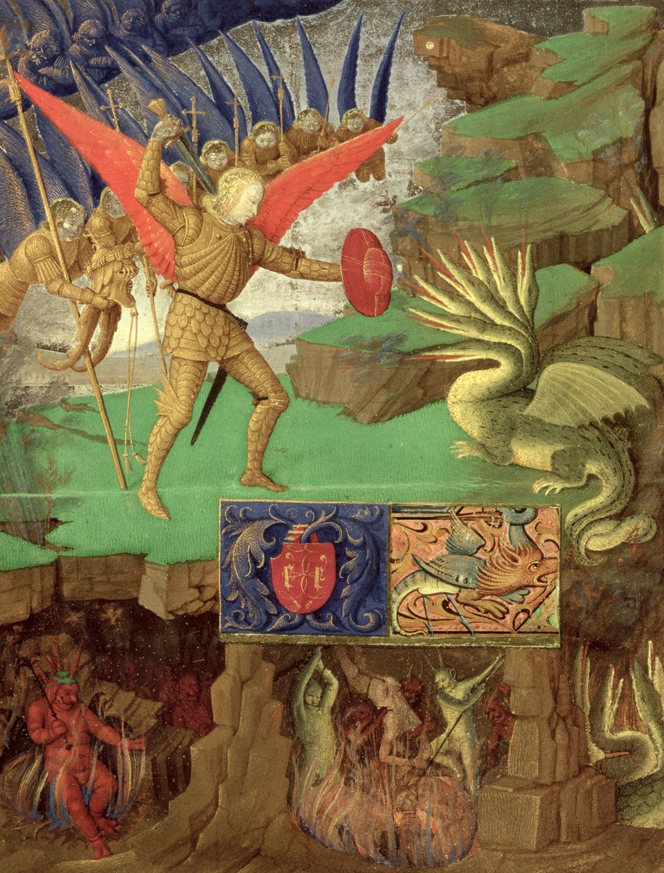 St. Michael Slaying the Dragon (tempera na panelu) od Italian School