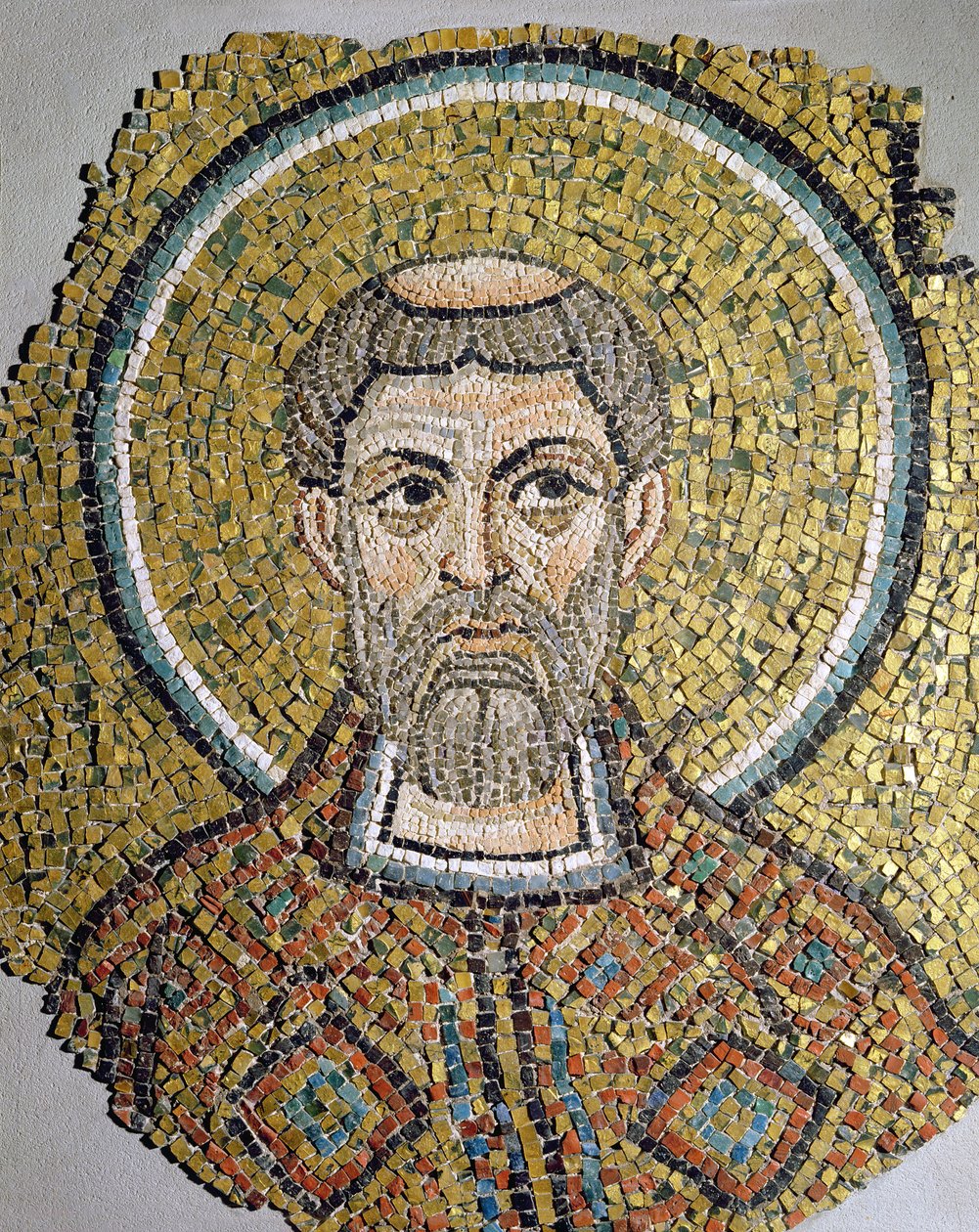 St. Ursicinus: Fragment mozaiky z baziliky Ursiana, bývalé katedrály v Ravenně (mozaika) od Italian School