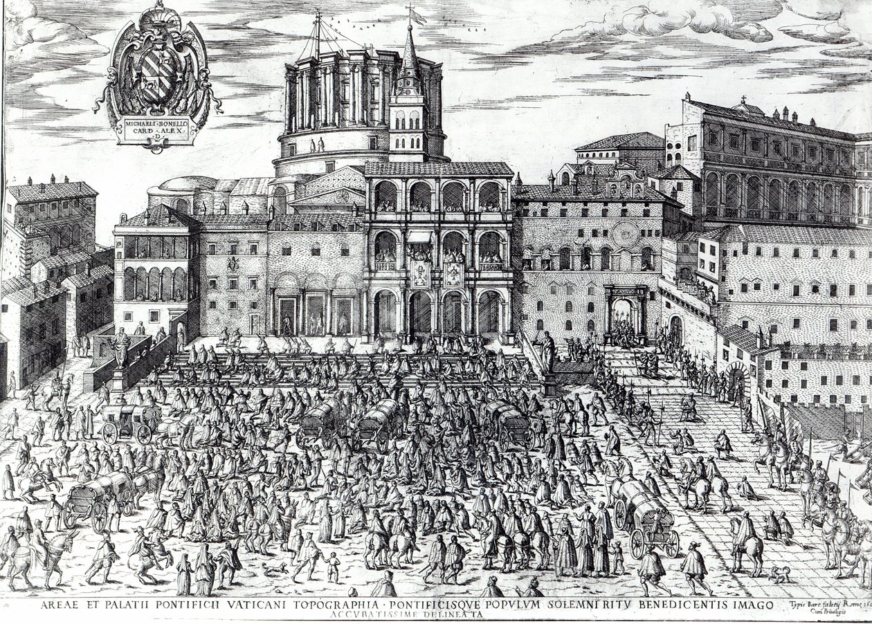 Požehnání papeže Pia V. na náměstí sv. Petra c.1567 od Italian School