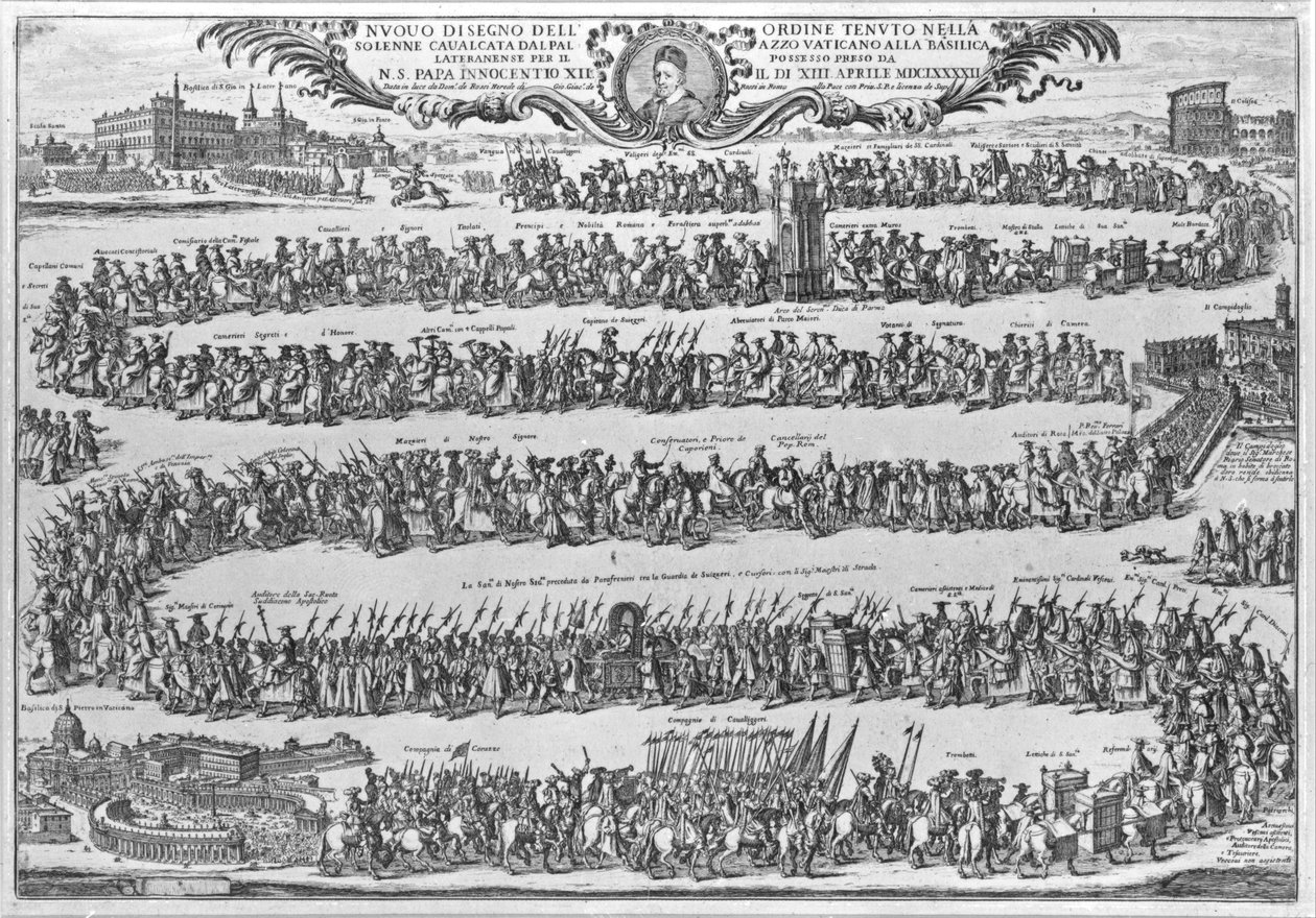 Průvod papeže Inocence XII. z Vatikánu při jeho formálním převzetí sv. Jana, 1692 od Italian School