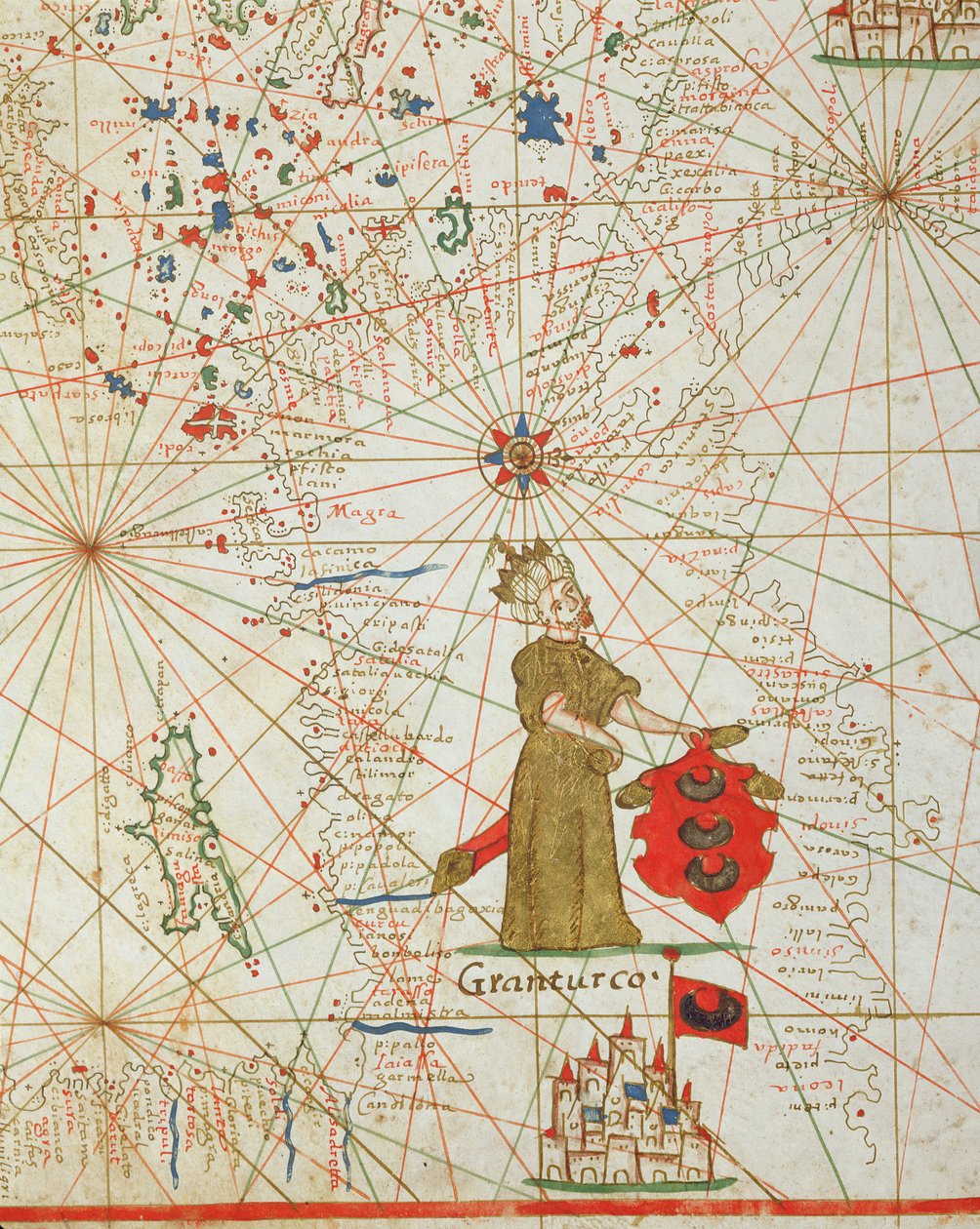 Turecká říše, z námořního atlasu, 1646 (inkoust na pergamenu) od Italian School