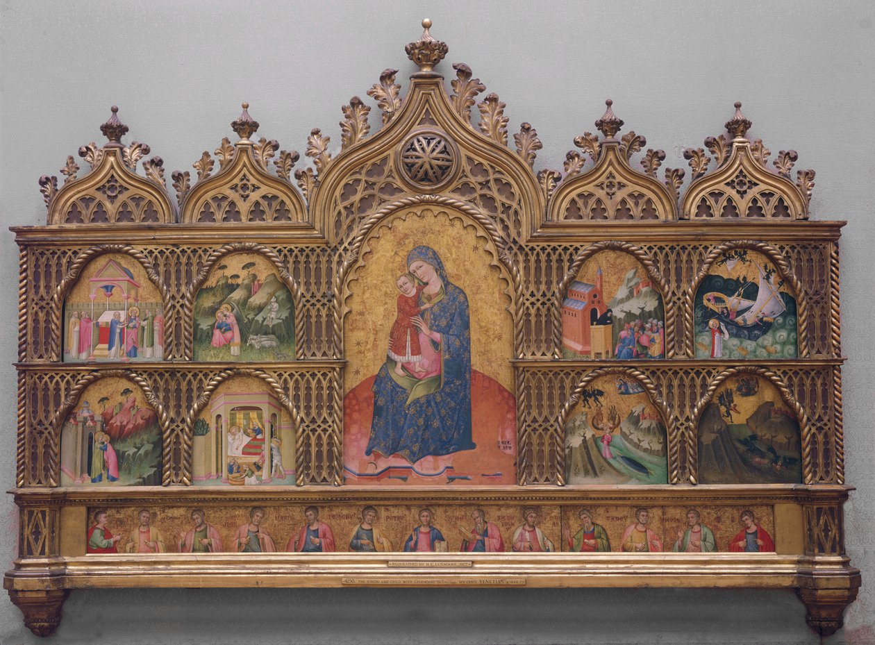Panna a dítě s legendárními scénami (tempera na panelu se zlatem) od Italian School
