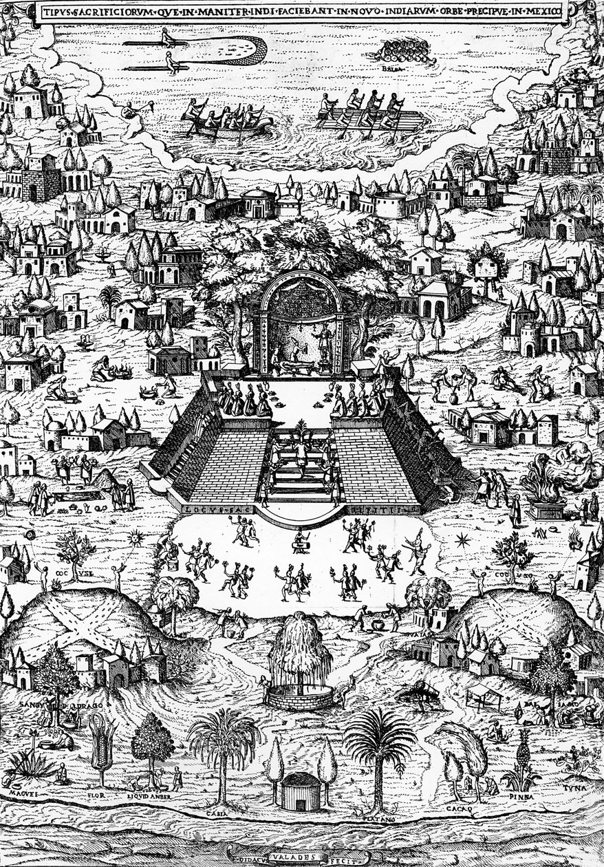 Pohled na Mexico City z „Rhetorica Christiana“, od Didacus (Diego) Valades, vytištěno v roce 1579 od Italian School