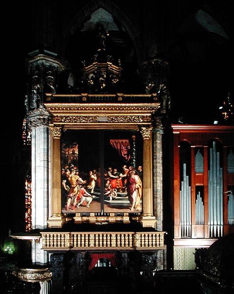 Pohled na varhany (1559-1602) od Giuseppe Meda (fl.1551 d.1599), Ambrogio Giovanni Figino (1548-1608) a Camillo Procaccini (1555-1629) od Italian School