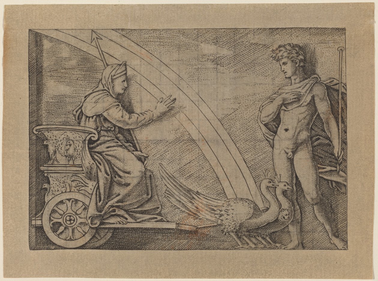 Juno ve voze taženém pávy od Italian 16th Century