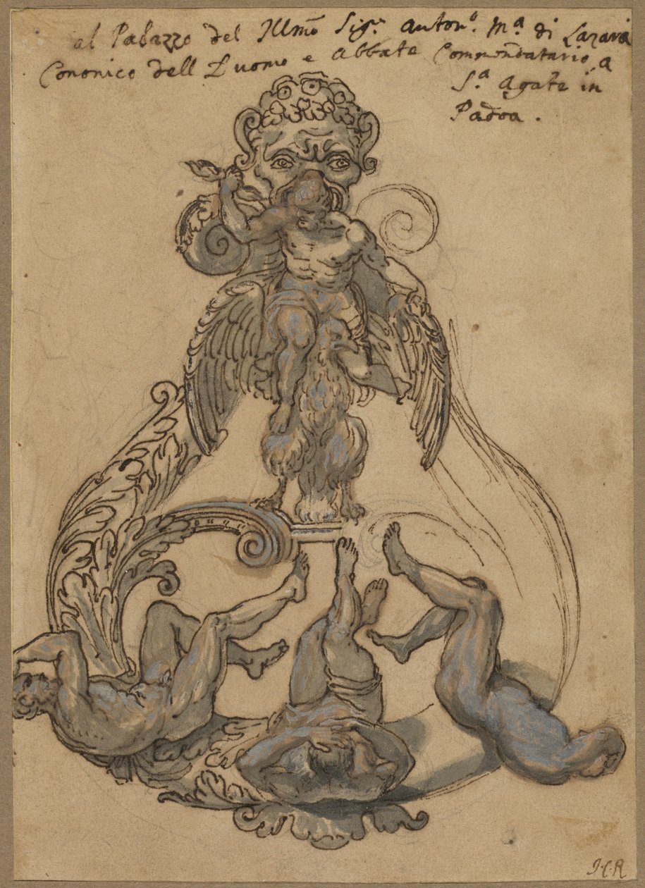 Klepadlo na dveře s Zeus Vanguishing Giants od Italian 17th Century or Italian 18th Century