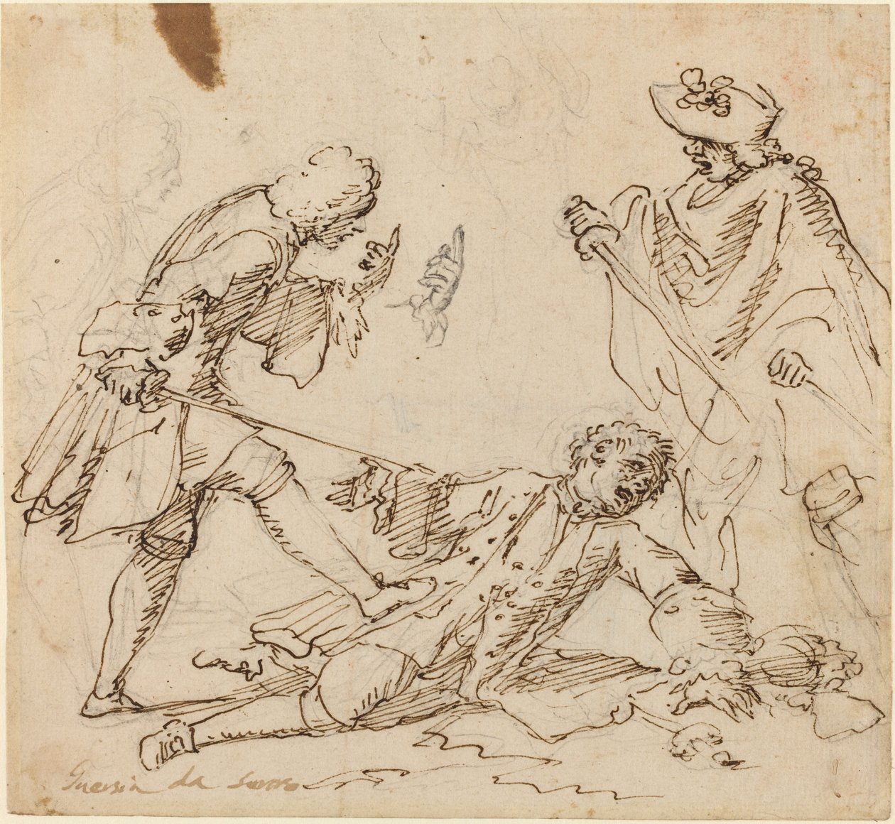 Tři muži bojují od Italian 17th or 18th Century