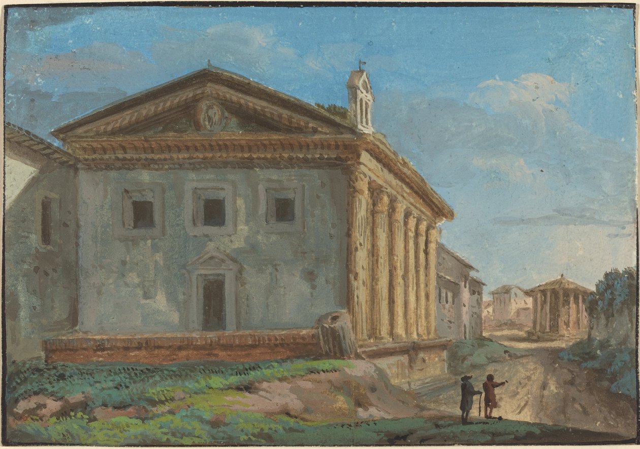 Tempio della Fortuna Virile s Tempio di Vesta v dálce od Italian 18th Century