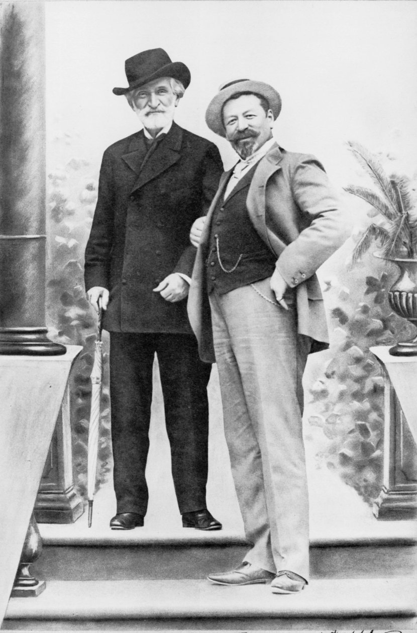 Giuseppe Verdi, italský skladatel (1813-1901) a tenorista Francesco Tamagno (1850-1905) v Montecatini na konci 19. století. od Italian Photographer