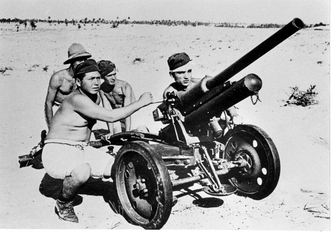 Italský protitankový tank v libyjské poušti. 1941. od Italian Photographer