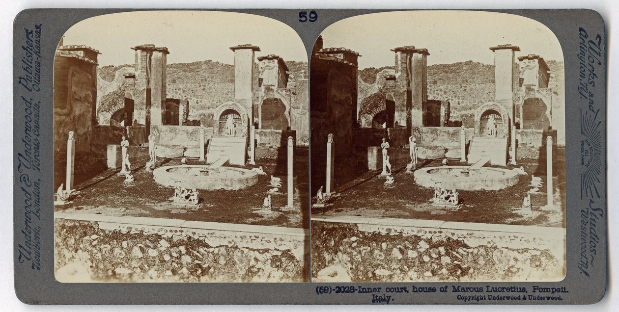 Dům Marka Lucretia, Pompeje, z knihy The Underwood Travel Library, 1895 (sépiová fotografie) od Italian Photographer