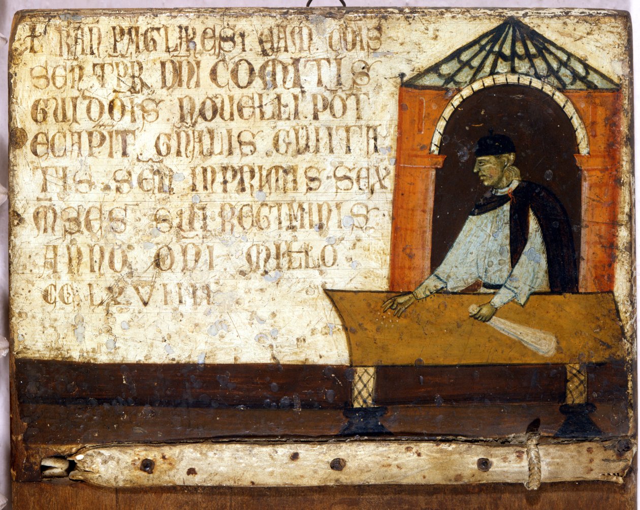 Camerlingual, představující placení daní. Biccherna (obálka účetního rejstříku města Siena) z roku 1270. Národní archiv - Museo delle Tavolette de Biccherna, Siena. od Italian School