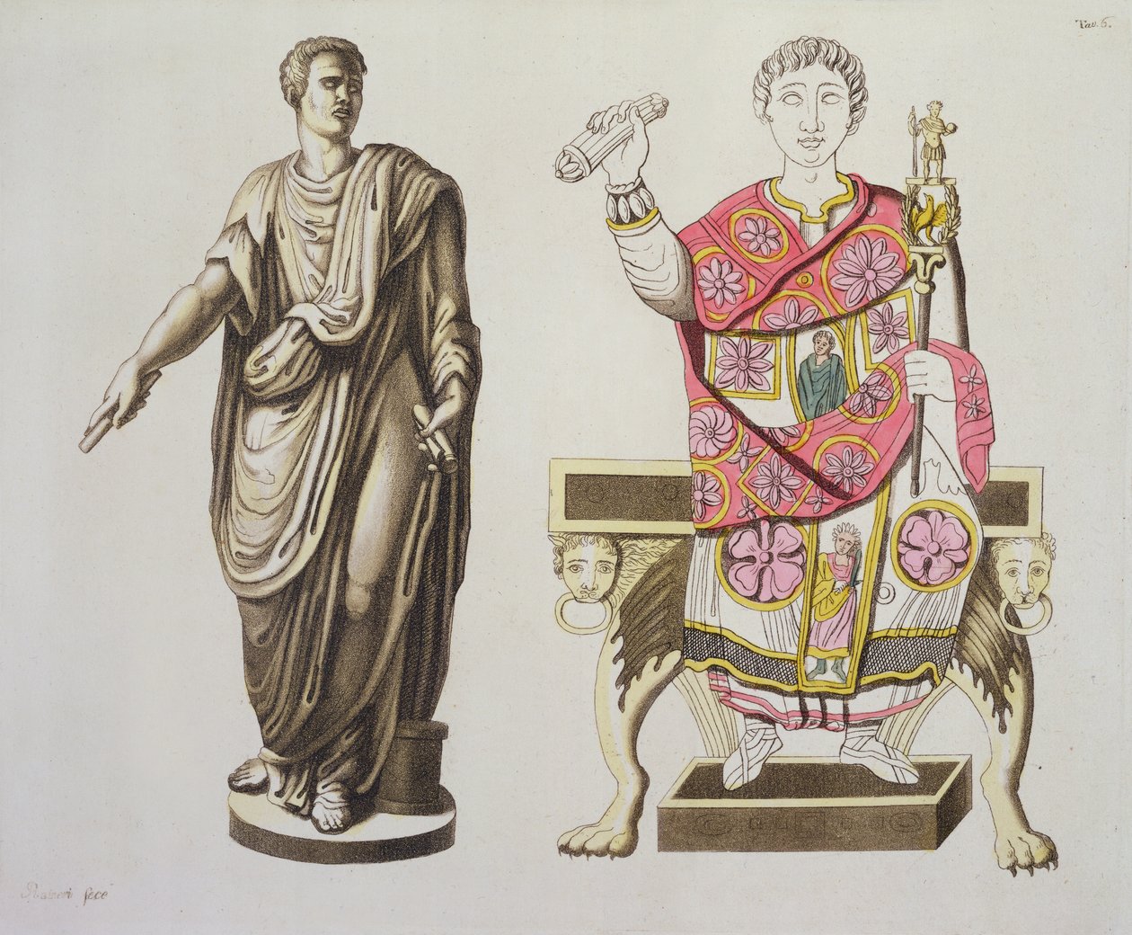Římský senátor a úředník, z Costumi dei Romani, c.1805-20 (akvatinta) od Italian School