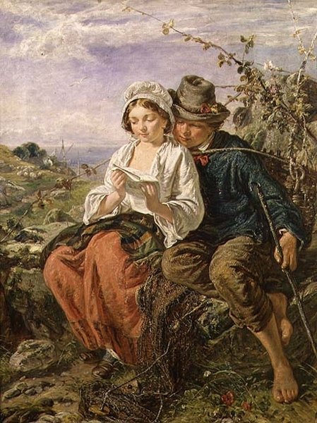 Sběrač dřeva a dívčí čtení od Italian School