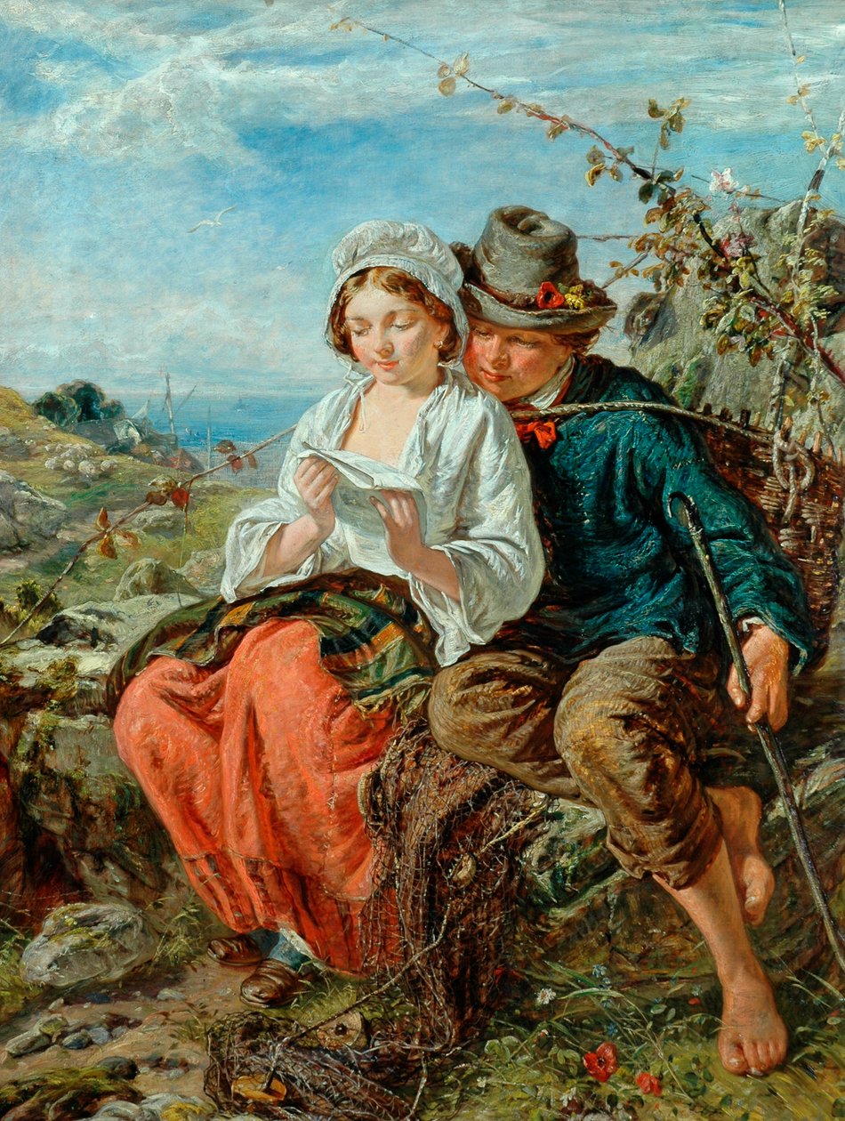 Rybář-Chlapec a dívka čtoucí, 1850-79 od Italian School