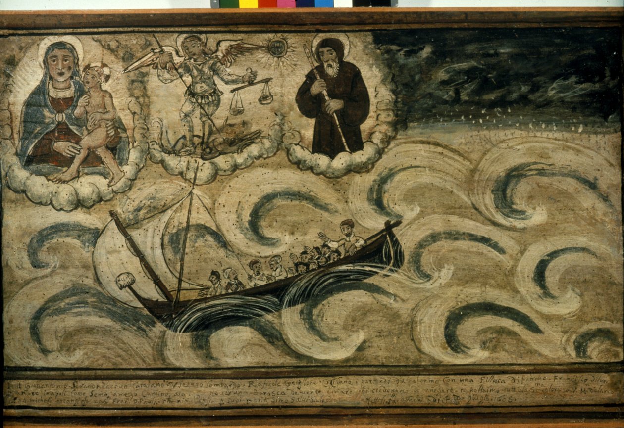 Rybářská loď prchající před bouří. Ex voto ze 17. století z kostela Madonna dell
