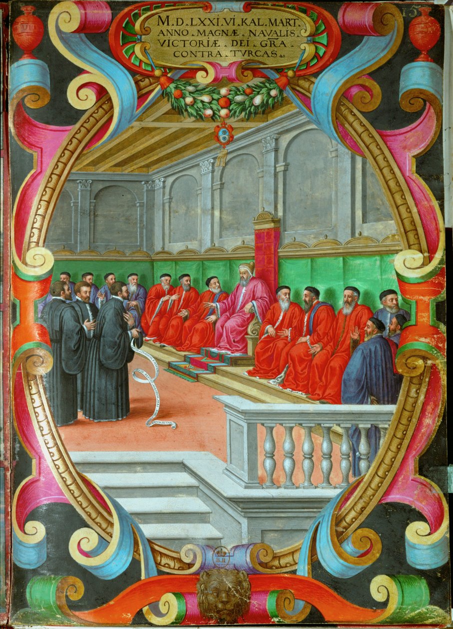 Zasedání Velké benátské rady, kterému předsedal dóže Sebastiano Venier. od Italian School