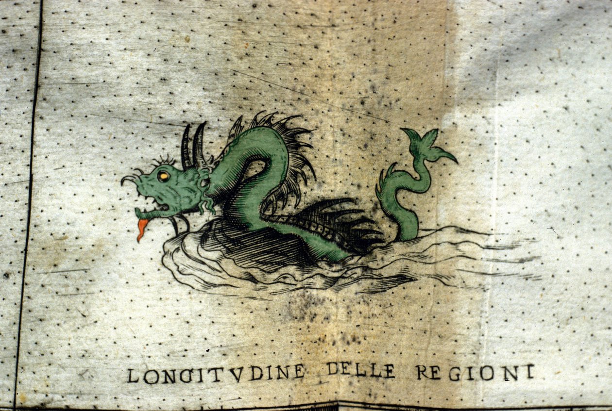 Mořský had představuje ve vodách Atlas de Urbano Monte od Italian School