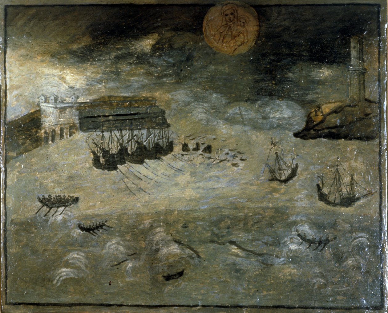 Bouře v přístavu. Ex voto ze 17. století pocházející z kostela Madonna dell