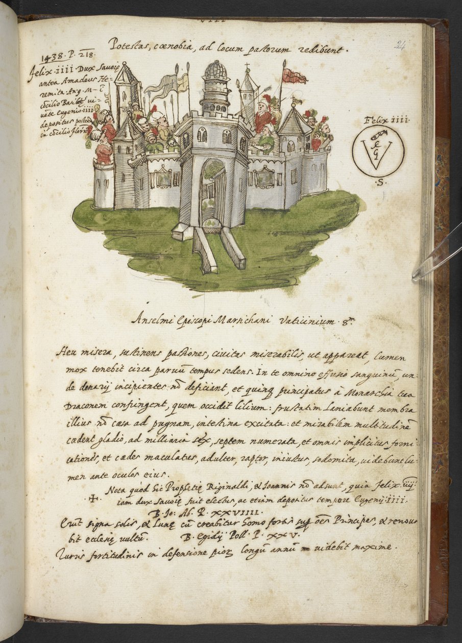 Přidejte MS 17432 „Proroctví a obrazy patnáctého papeže, od Joachima z Fiore...“ (inkoust a barva na papíře) od Italian School