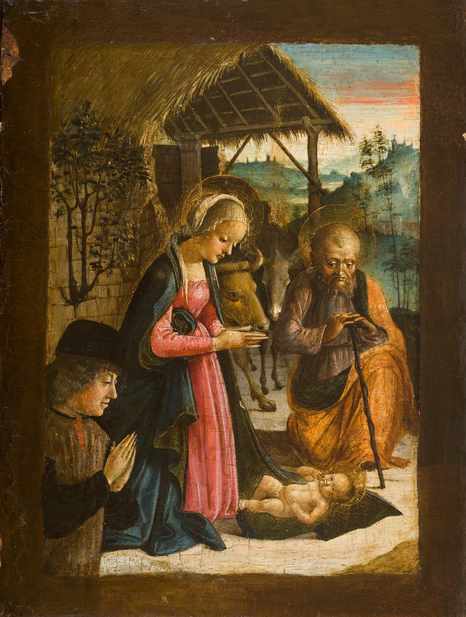 Adorace dítěte s portrétem dárce, cca 1500 (tempera na panelu) od Italian School