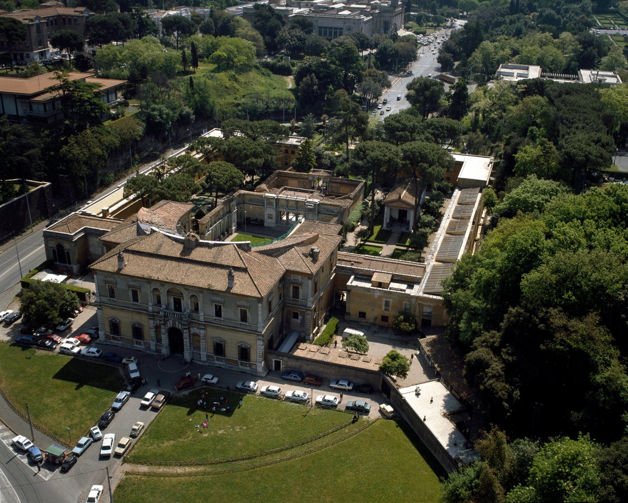 Letecký pohled na Villa Giulia v Římě, Itálie od Italian School