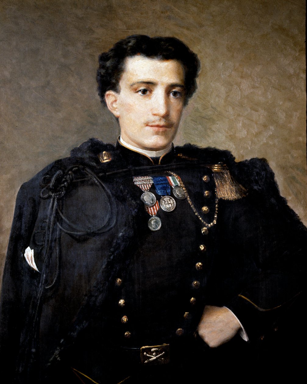 Alfredo Savio, dělostřelecký důstojník, účastník války za nezávislost v letech 1859-60 (olej na plátně) od Italian School