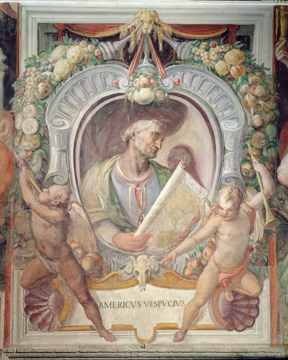Amerigo Vespucci, v Sala del Mappamondo od Italian School