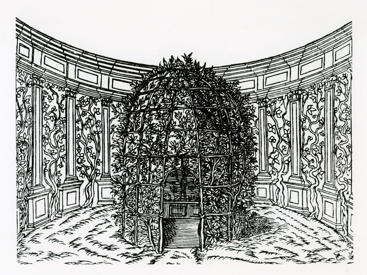 Altánek, z knihy Hypnerotomachia Poliphili, připsáno Francescu Colonnovi (asi 1432-1527), vydáno 1499 od Italian School