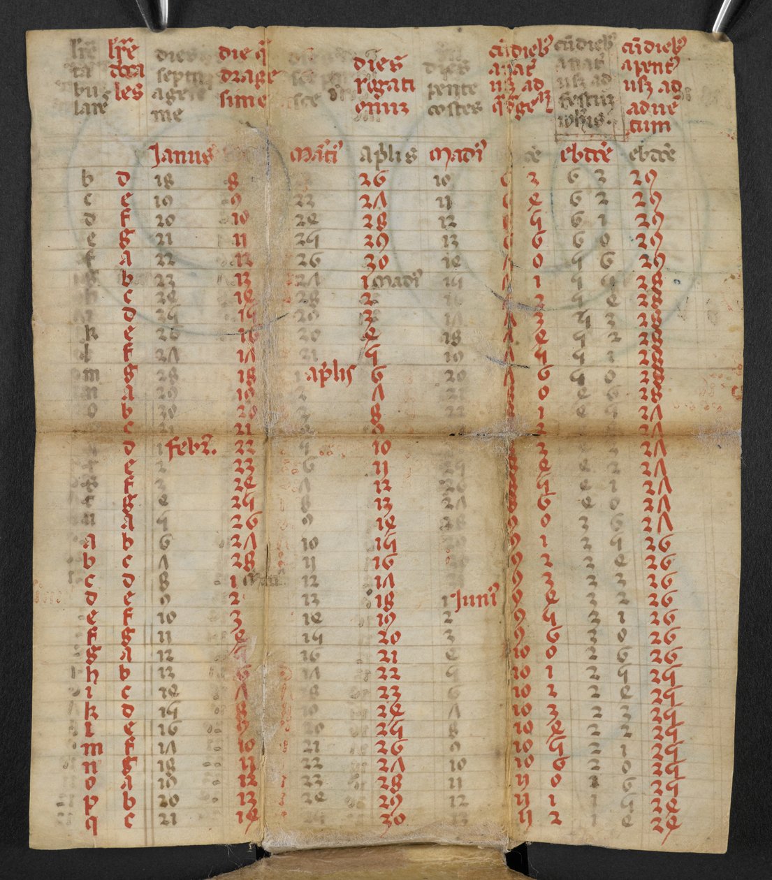 Italialainen taitettava kalenteri tammi-marraskuulle, n. 1381 od Italian School