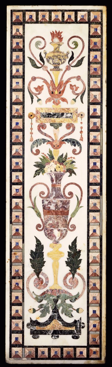 Italský pietre dura vykládaný bílý mramorový panel, počátek 18. století (mramorový pietre dura) od Italian School