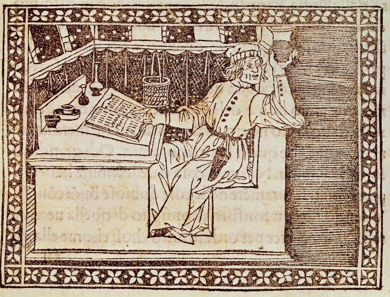 Lékárník, florentská rytina z The Book of Chess od Italian School