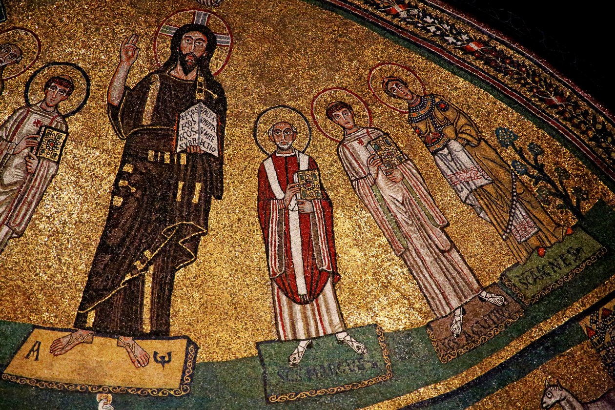 Apsida s Kristem, svatými a papežem Řehořem IV. (mozaika) od Italian School