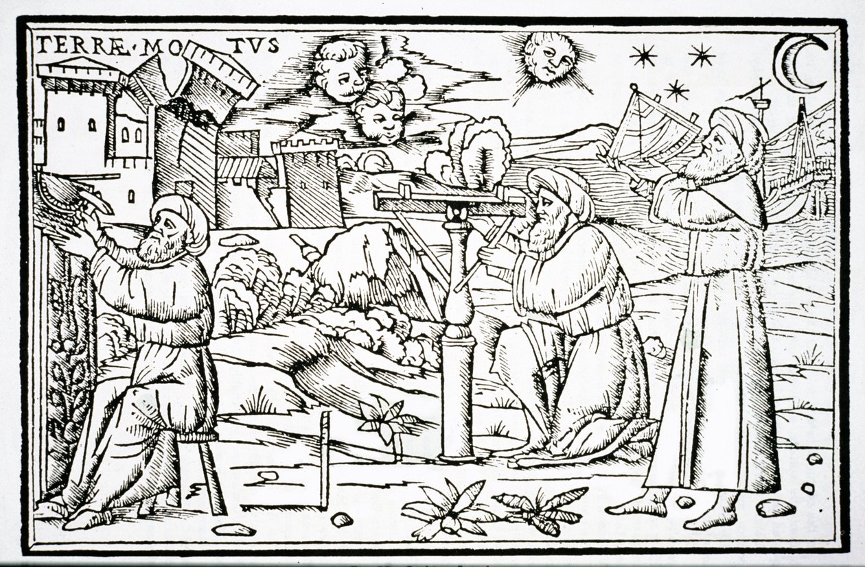 Arabian Astrologers, kopie ilustrace z In Somnium Sciopinis od Macrobia, Benátky 1513, použitá v Historii magie, publikované koncem 19. od Italian School