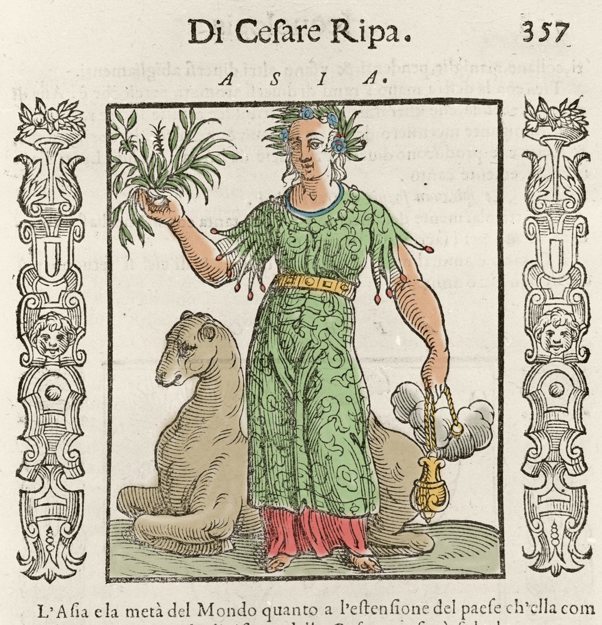 Asijská alegorie s velbloudem. Rytina z „“ Iconologia““ od Cesare Ripy (1550 kolem 1622) od Italian School