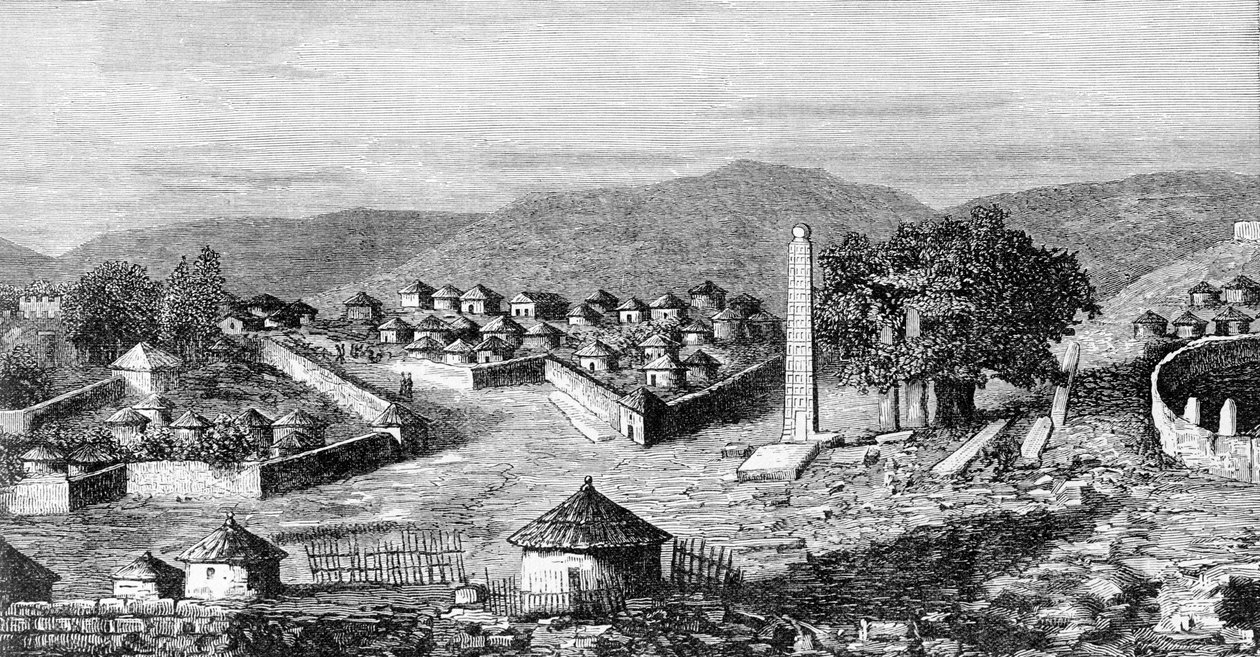 Axoum (Aksoum), náboženské hlavní město Etiopie, kolem roku 1850. Z kresby průzkumníka Gustava Bianchiho. od Italian School