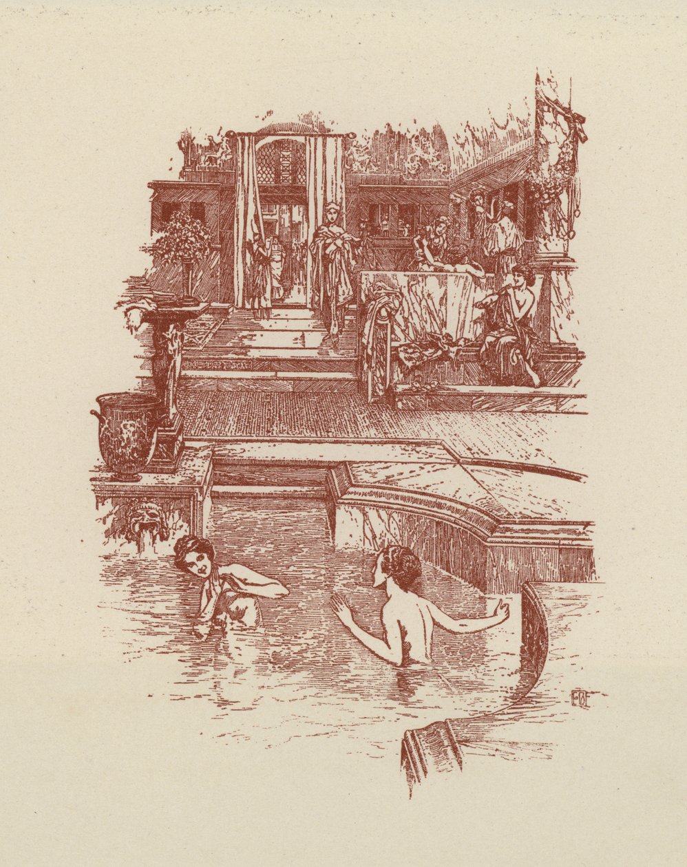 Římské lázně (litografie) od Italian School